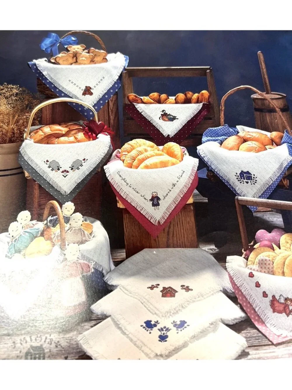 Country-Themed Cross-Stitch Bread Cloth 4  Pattern Booklets By Leisure Arts